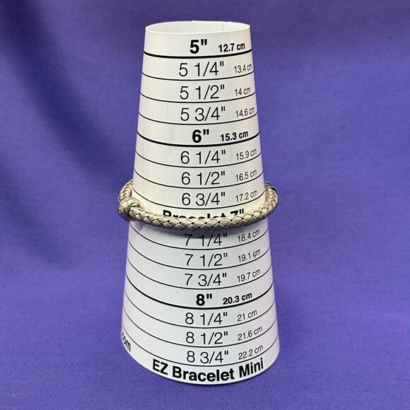 Sterling Italian Basket Weave Bracelet w/ Crystal Accents. Magnetic Closure - Picture 11 of 16